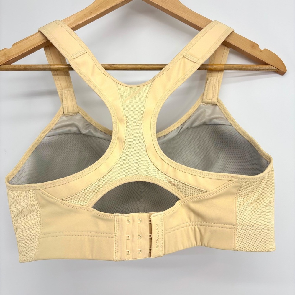 Syrokan Women 36 DD High Impact Adjustable Racerback Sport Bra Beige A251 Run - Picture 2 of 8